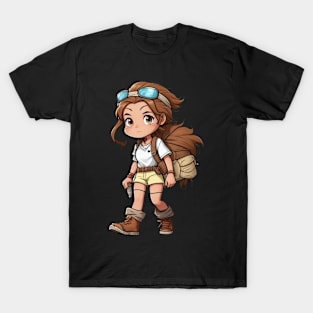 Wilderness Wanderer: Camper Girl with Backpack T-Shirt